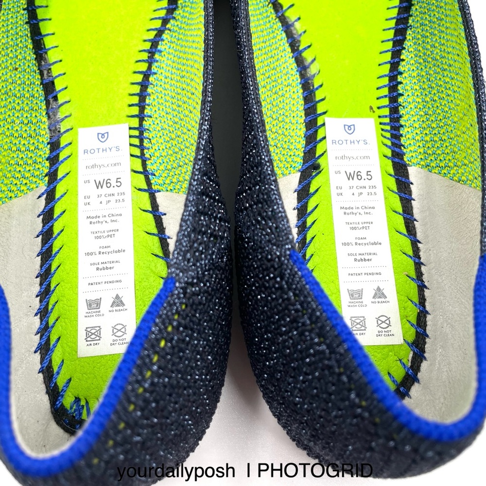 Rothy’s retired metallic blue green lattice stitch flats women’s US 6.5 - Picture 10 of 16